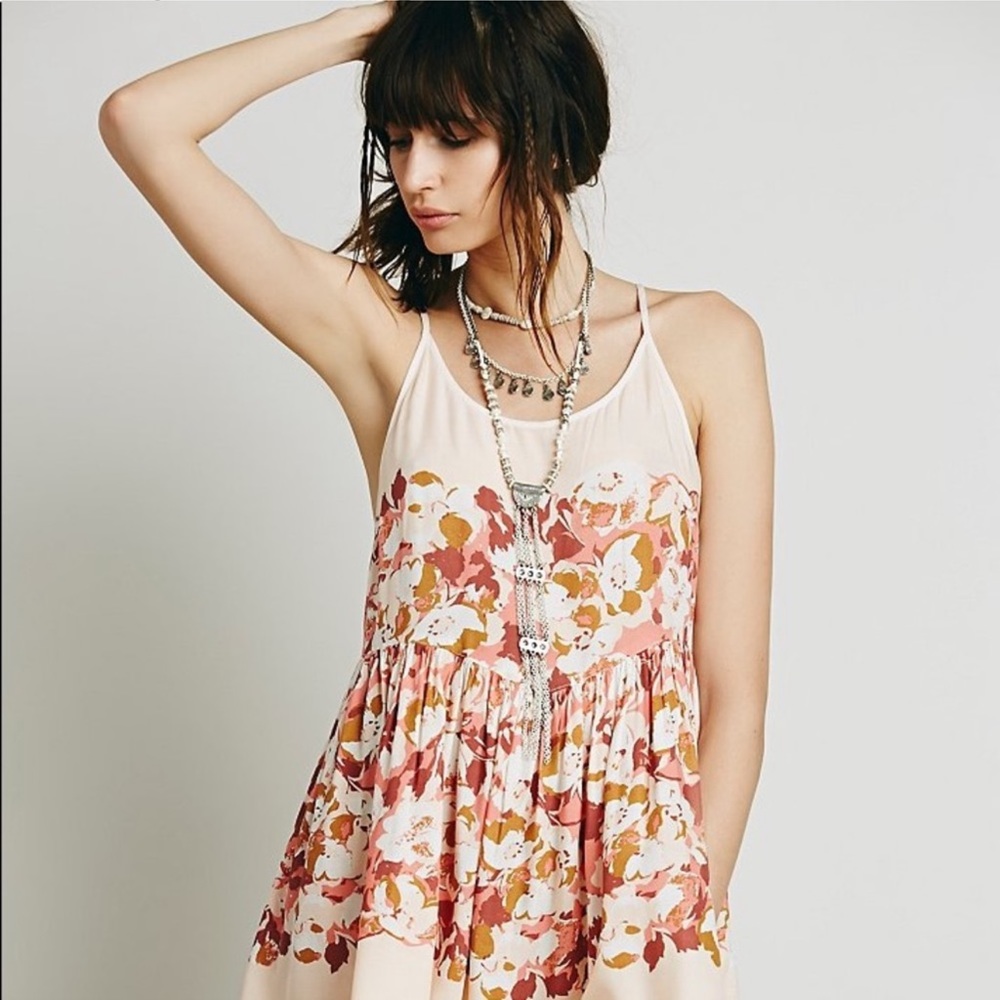 Free People Floral Tunic Dress 100% Rayon.